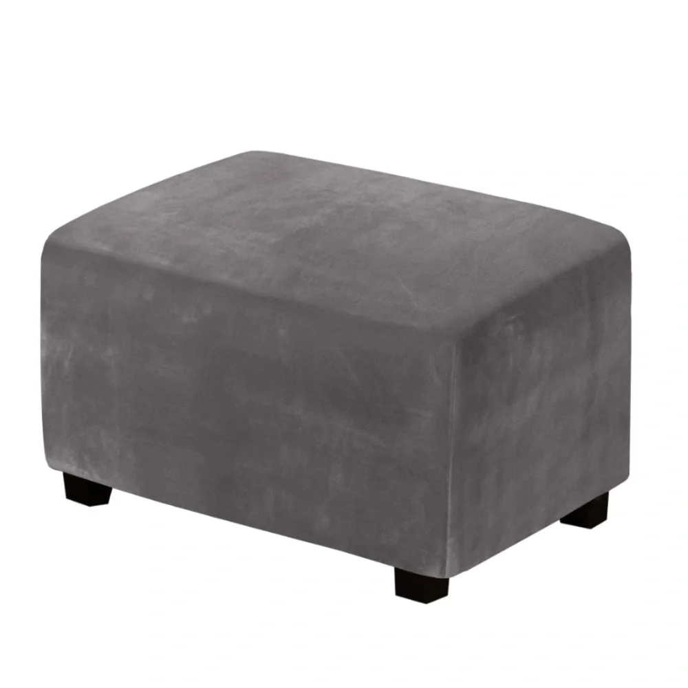 Elegant Gray Velvet Ottoman Slipcover